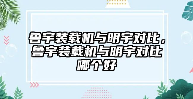 魯宇裝載機與明宇對比，魯宇裝載機與明宇對比哪個好