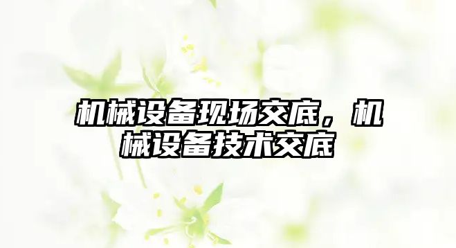 機械設(shè)備現(xiàn)場交底，機械設(shè)備技術(shù)交底