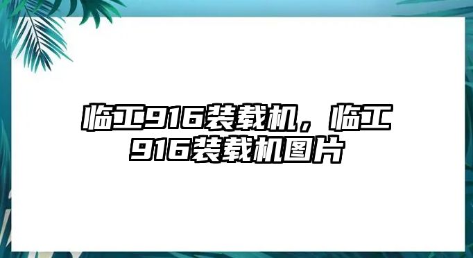 臨工916裝載機，臨工916裝載機圖片