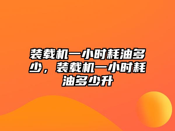 裝載機(jī)一小時耗油多少，裝載機(jī)一小時耗油多少升