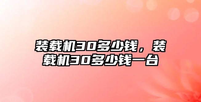 裝載機30多少錢，裝載機30多少錢一臺