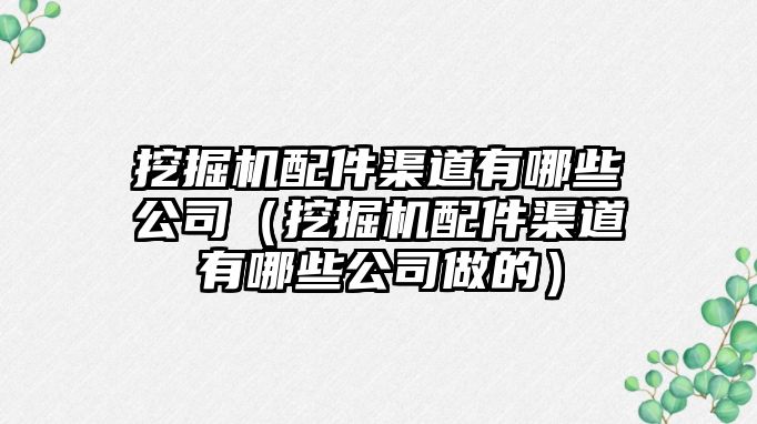 挖掘機配件渠道有哪些公司（挖掘機配件渠道有哪些公司做的）