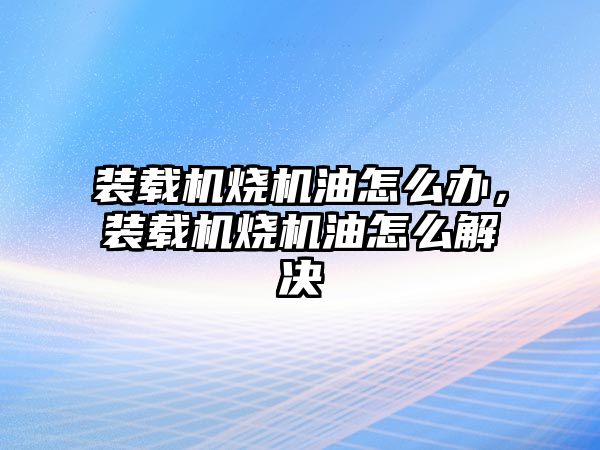 裝載機燒機油怎么辦，裝載機燒機油怎么解決