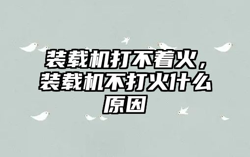 裝載機打不著火，裝載機不打火什么原因