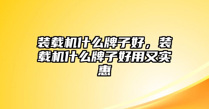 裝載機什么牌子好，裝載機什么牌子好用又實惠