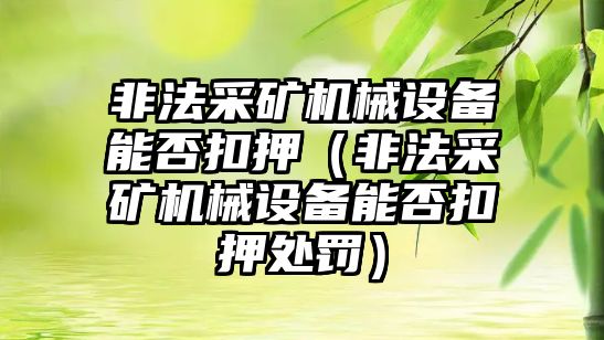 非法采礦機械設備能否扣押（非法采礦機械設備能否扣押處罰）