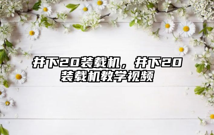 井下20裝載機，井下20裝載機教學視頻