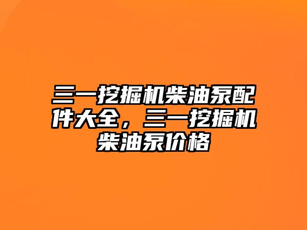 三一挖掘機柴油泵配件大全，三一挖掘機柴油泵價格