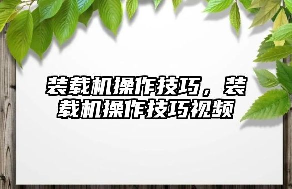 裝載機操作技巧，裝載機操作技巧視頻