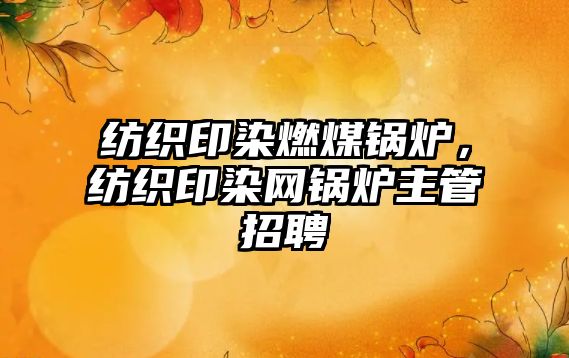 紡織印染燃煤鍋爐，紡織印染網鍋爐主管招聘