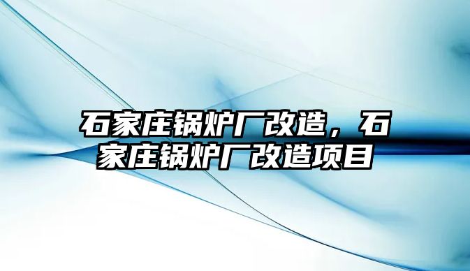 石家莊鍋爐廠改造，石家莊鍋爐廠改造項目