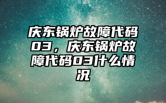 慶東鍋爐故障代碼03，慶東鍋爐故障代碼03什么情況