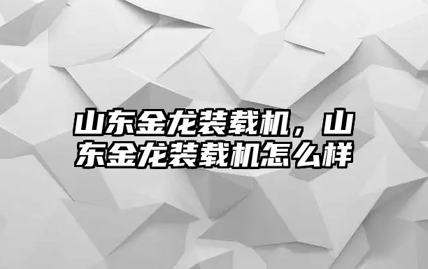 山東金龍裝載機，山東金龍裝載機怎么樣