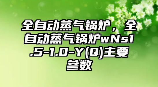 全自動蒸氣鍋爐，全自動蒸氣鍋爐wNs1.5-1.0-Y(Q)主要參數