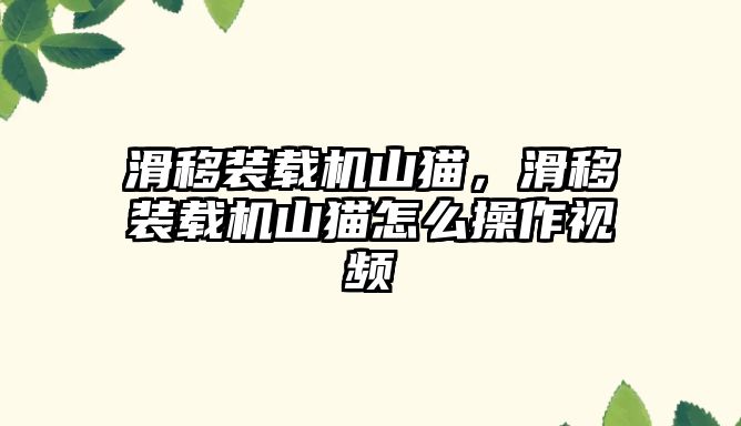 滑移裝載機山貓，滑移裝載機山貓怎么操作視頻