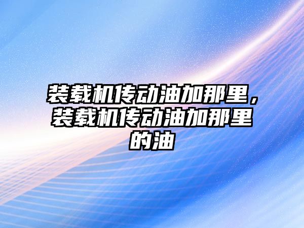 裝載機傳動油加那里，裝載機傳動油加那里的油