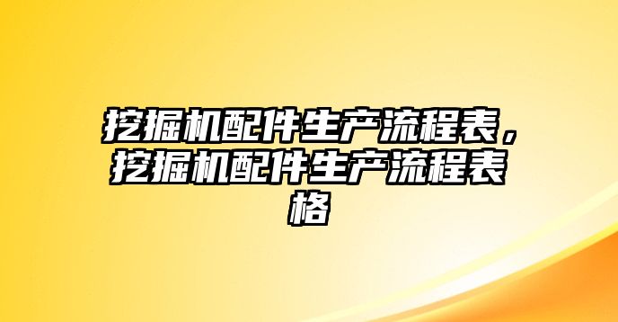 挖掘機配件生產流程表，挖掘機配件生產流程表格