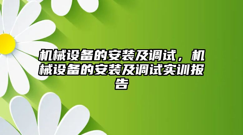 機械設備的安裝及調試，機械設備的安裝及調試實訓報告