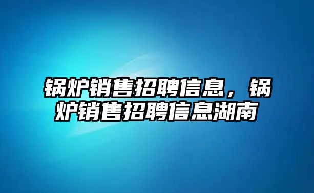 鍋爐銷售招聘信息，鍋爐銷售招聘信息湖南