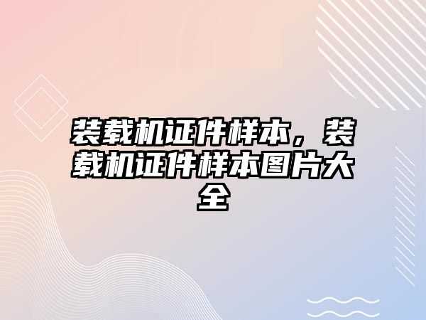 裝載機證件樣本，裝載機證件樣本圖片大全