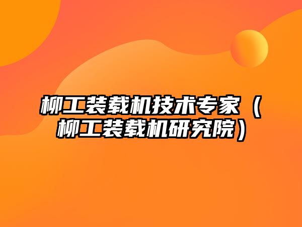 柳工裝載機技術專家（柳工裝載機研究院）