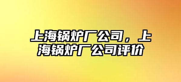 上海鍋爐廠公司，上海鍋爐廠公司評價