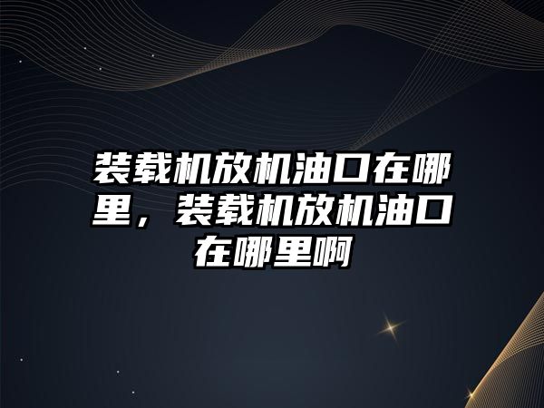 裝載機放機油口在哪里，裝載機放機油口在哪里啊