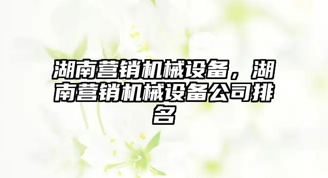 湖南營銷機械設備，湖南營銷機械設備公司排名