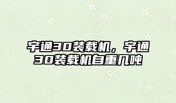 宇通30裝載機，宇通30裝載機自重幾噸