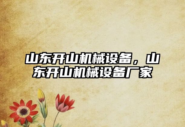 山東開山機械設備，山東開山機械設備廠家