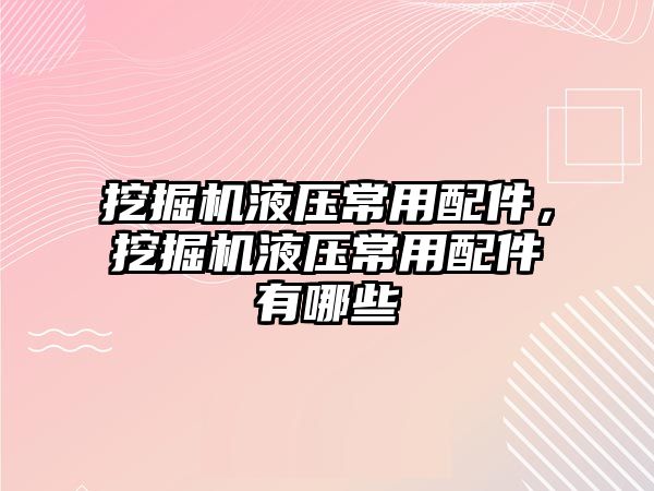 挖掘機液壓常用配件，挖掘機液壓常用配件有哪些