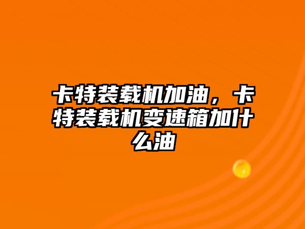 卡特裝載機加油，卡特裝載機變速箱加什么油