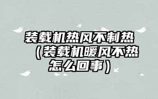 裝載機熱風(fēng)不制熱（裝載機暖風(fēng)不熱怎么回事）