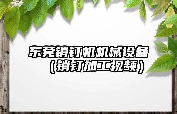 東莞銷釘機機械設備（銷釘加工視頻）