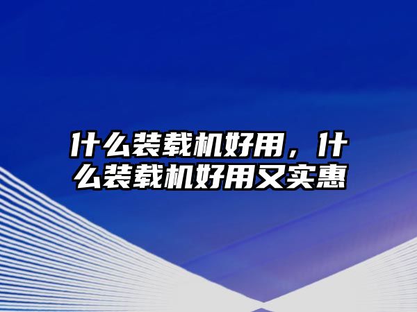 什么裝載機好用，什么裝載機好用又實惠