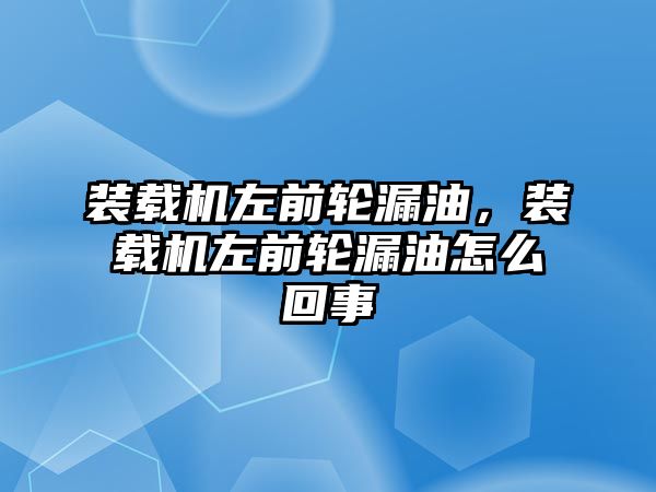 裝載機左前輪漏油，裝載機左前輪漏油怎么回事