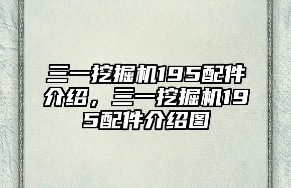 三一挖掘機195配件介紹，三一挖掘機195配件介紹圖