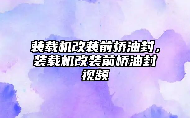 裝載機改裝前橋油封，裝載機改裝前橋油封視頻