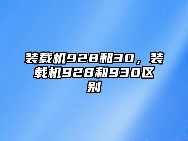 裝載機928和30，裝載機928和930區別