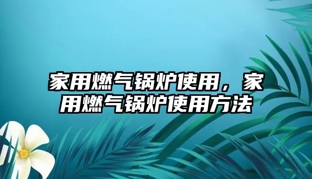 家用燃氣鍋爐使用，家用燃氣鍋爐使用方法