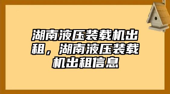 湖南液壓裝載機出租，湖南液壓裝載機出租信息