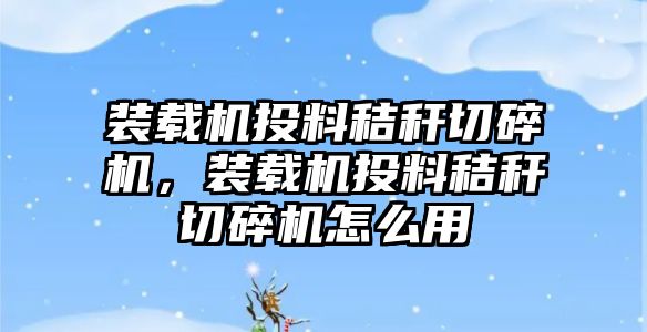 裝載機(jī)投料秸稈切碎機(jī)，裝載機(jī)投料秸稈切碎機(jī)怎么用