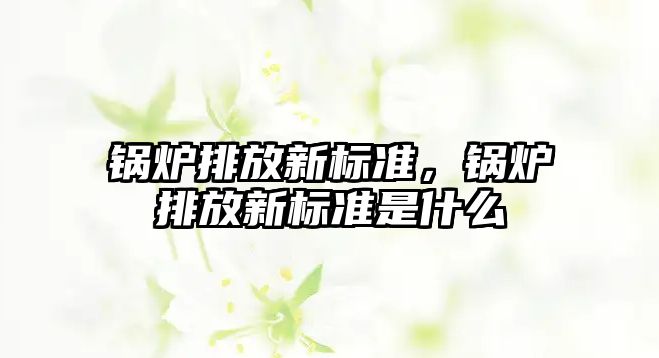 鍋爐排放新標準，鍋爐排放新標準是什么