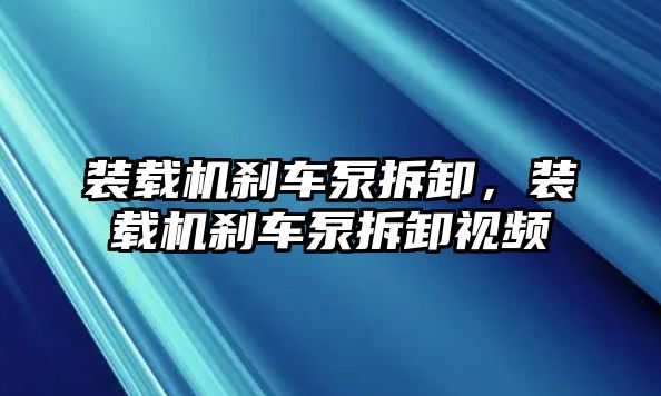 裝載機剎車泵拆卸，裝載機剎車泵拆卸視頻