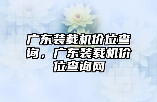 廣東裝載機價位查詢，廣東裝載機價位查詢網