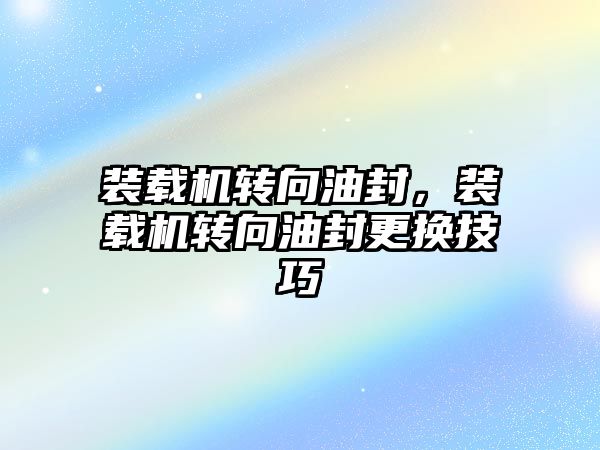 裝載機轉向油封，裝載機轉向油封更換技巧