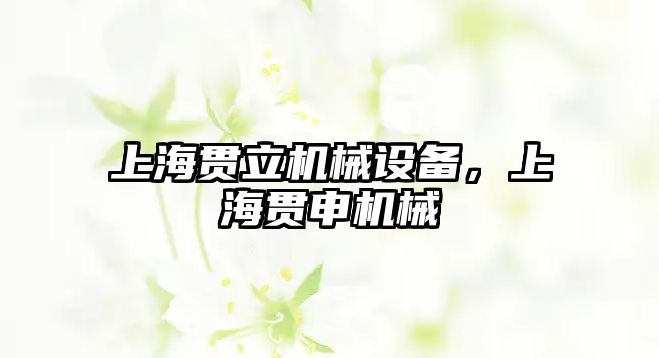 上海貫立機械設備，上海貫申機械