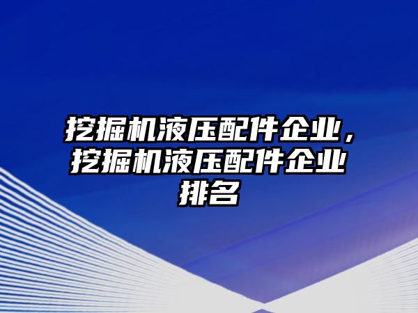 挖掘機液壓配件企業(yè)，挖掘機液壓配件企業(yè)排名