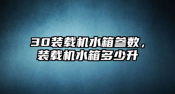 30裝載機水箱參數，裝載機水箱多少升