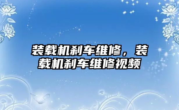 裝載機剎車維修，裝載機剎車維修視頻